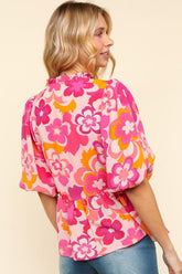 Haptics Floral Frill Puff Sleeve Blouse | Elegant Women's Top